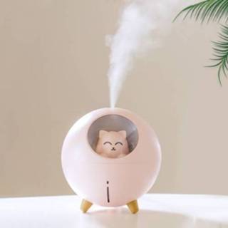 👉 Nachtlamp roze active Planet Cat Nachtlampje Luchtbevochtiger USB Cute Home Office Desktop Silent Spray Hydraterende (roze)