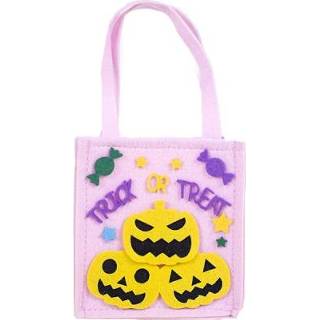 👉 Snoep roze active 2 STKS Halloween Decoraties Doek Cartoon Winkelmanden Ghost Festival Grappige Geschenkzakken (Roze)