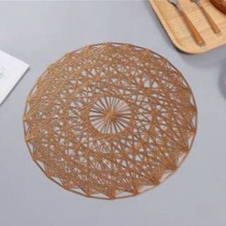 👉 Placemat PVC active 2 STUKS Ronde Geïsoleerde Creatieve Holle Huishoudelijke Tafeldecoratie, Maat: 38cm (Brons)