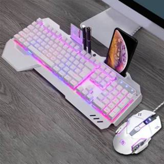👉 Toetsenbord active mannen 618 Internet Cafe Game Manipulator toetsenbord- en muisset, kabellengte: 1,6 m (zilverwit)