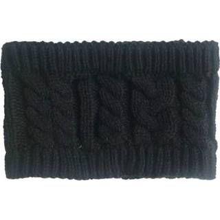 👉 Muts zwart wol active vrouwen Dames Herfst / Winter Topless Twist Gebreide Warme Hoofdband Oorwarmers (Zwart)
