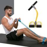 👉 Pedaal geel elastisch touw active 3 STKS Multifunctionele vierbuizen Pedaaltrekker Sit-ups Hulp Buik Fitnessapparatuur (geel)