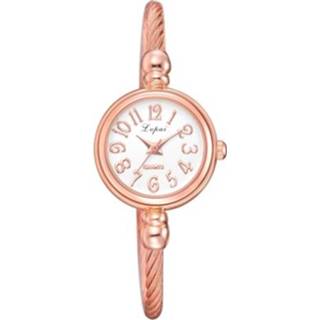 👉 Kettinghorloge goud active vrouwen Lvpai dames retro ronde grote wijzerplaat legering twisted dunne ketting horloge (P433Rose Gold)