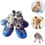 👉 Hondensok blauw antislip s active 2 paar katoenen rubberen hondensokken waterdichte hondenregen snowboots sokken schoeisel, maat: (blauw)