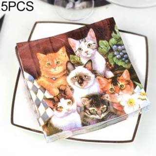 👉 Servet active 5 STKS Kleurrijke Print Kat Feestdecoratie Gezichtsweefsel