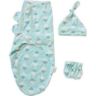 👉 Handdoek s active baby's Lente Zomer Katoenen Baby Zakken Handdoeken Slaapzakken Gebreide Doek Cap Set, Maat: (50x70 CM) (Wolken)
