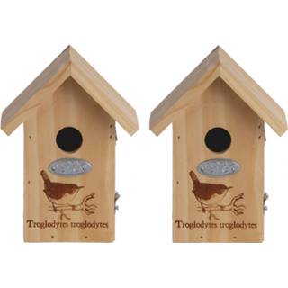 👉 Vogel huisje active 2x Vogelhuisjes/nestkastjes winterkoning silhouet 19 cm