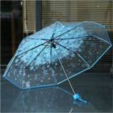 👉 Paraplu transparante blauw active 2 stuks kersenbloesem drievoudige individuele opvouwbare (blauw)