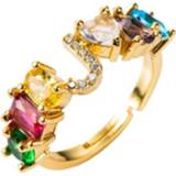 👉 Letterring active Koperen 18K Micro Ingelegd Zirkoon Engelse Letter Ring Hip Hop Style Open (J)