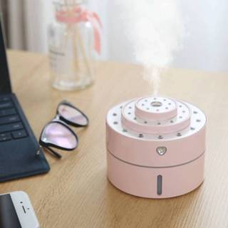 👉 Nachtlamp roze active onderdelen Diamonds-luchtbevochtiger Desktop Auto Nachtlampje USB-sproeier Automatische alcoholspuit, capaciteit: 260 ml, normale versie (roze)