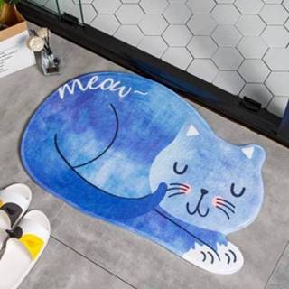 👉 Badmat blauw antislip active Cartoon Slapende Kat Badkamer Tapijten Toilet Vloermat, Maat: 40X60CM (Blauw)