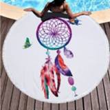 👉 Strandlaken active Dream Catcher Series Pattern Circulaire Microfiber met Kwastje, Geschikt voor Zwemmen / Badkamer Picknick (Dream 17)