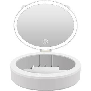 👉 Opbergdoos wit active Desktop LED-make-upspiegel Driekleurig opvullicht Draagbare spiegel (wit)