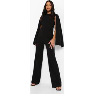 👉 Petite Jumpsuit Met Cape Mouwen, Black