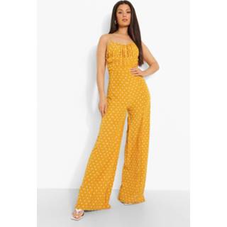 👉 Jumpsuit mustard Wide Leg Met Stippen, 1703014618