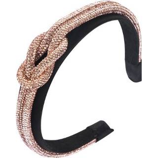 👉 Hoofdband goudkleurig active vrouwen Lente en zomer dameshoofdband met gekleurde strass geknoopte catwalk brede rand (goudkleurig)