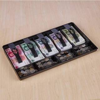 👉 Kassa lade zwart active Duurzaam Vijf-frame ABS Cash Coin Register Insert Kassier Opslag Box Classificeren Organisator (Zwart)