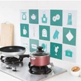 👉 Muursticker groen active 5 STKS Keuken Anti-olie Bewijs Decoratieve Muurstickers Aluminiumfolie Keukenfornuis Kast Stickers Zelfklevende Muurstick, Keukengerei Patroon, Maat: 75 * 45cm (Groen)