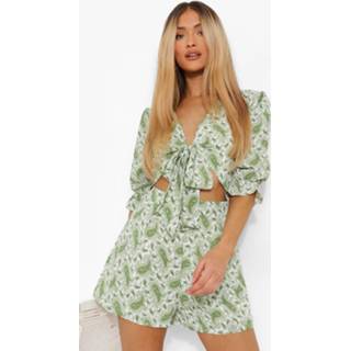 👉 Paisley Romper Met Strik, Green