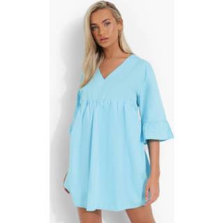 👉 Gesmokte Katoenen Romper Met Skort En V-Hals, Light Blue