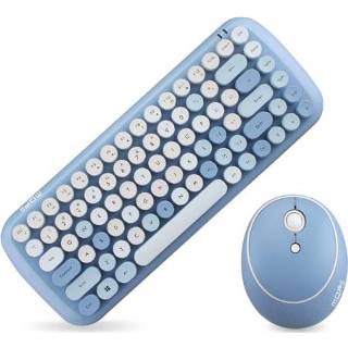 👉 Wireless Keyboard roze blauw active meisjes Mofii CADNY Pink Girl Heart Mini Mixed Color Mouse Set (blauw)