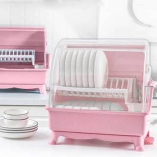 👉 Opbergdoos roze groot active Multifunctioneel keukengerei Kommen Eetstokjes dubbellaags afvoerrek met deksel (roze)