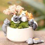 👉 Ornament active 2 Sets Vlezige Bloempot Moss Micro Landschap Pop Leuke Kat Decoratie Cake DIY Montage Ornamenten