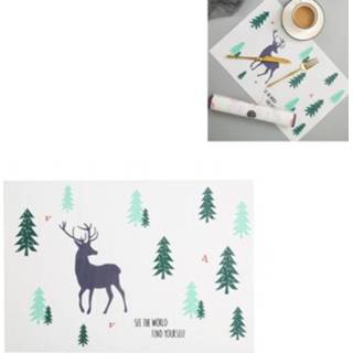 👉 Placemat active kinderen Eenvoudige Leuke Cartoon Placemats Aanvullende Voedsel Matten Waterdicht en Oliebestendig Isolatie Onderzetters (Rendier)