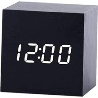 👉 Klok multicolor zwart wit houten active Geluiden Controle Moderne Digitale LED Bureau Wekker Thermometer Timer