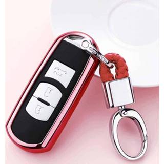 👉 Schaal rood active Galvaniserende TPU autosleutelhoes met enkele en sleutelring voor Mazda 3 AXELA / CX-8 CX-5 CX-4/6 ATENZA (rood)