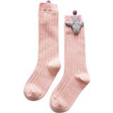 👉 Sokken roze antislip leer m active baby's Baby cartoon gebreide lange kniekousen, maat: (leer roze)