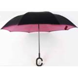 👉 Paraplu roze active Handsfree omgekeerde dubbellaagse rechte paal voor alle weersomstandigheden, maat: 23 inch (roze)