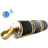 👉 Motorfiet aluminium goud active Motorfiets waterdichte schaal bluetooth handvat stereoluidspreker, ondersteuning BT / MP3 FM TF (goud)