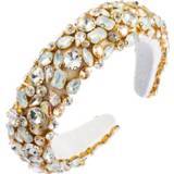 👉 Hoofdband wit zijde active Geometrische strass brede volledige kleur verdikte spons haartoebehoren (wit)