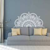 👉 Muursticker wit PVC active mannen 2 STKS Mandala Bloem Verwijderbare Persoonlijkheid Woonkamer Slaapkamer Sofa Achtergrond Muur (Wit)