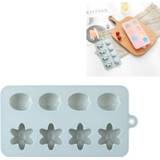 👉 Snoep blauw siliconen active 6 STKS Bloemvormige Ijsbakje Schimmel Tulp Chocolade (Blauw)