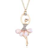 Ballerina's beige glans active vrouwen meisjes Dames ballerina meisje ketting prachtige strass hanger (beige)