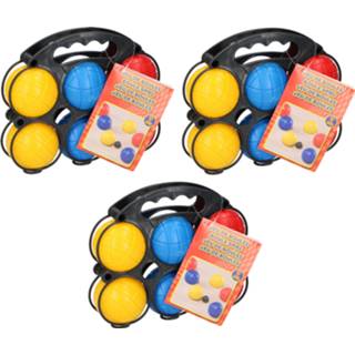 👉 Active Set van 3x jeu de boules speelset 6 gekleurde ballen/1 but met draagtray