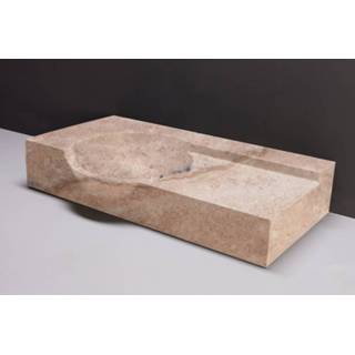 👉 Wastafel beige Forzalaqua Laguna Travertin Gezoet 80x40x12 cm Zonder Kraangat 8719304295525