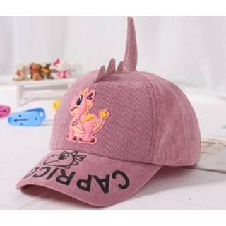 👉 Dinosaurus roze active kinderen Herfst en winter cartoon eenhoorn geborduurd patroon baseballcap voor kinderen, geschikte leeftijd: 2-4 jaar oud (roze)