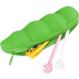 👉 Pencil groene silicone active Vegetable Series Stationery Bag Shaped Box Creatieve basisschool briefpapier, stijl: lichtgroene erwt