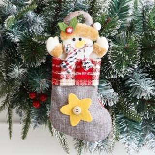 👉 Kerstsokken active 4 STUKS kleine kerstsok hanger decoratie snoepzak (sneeuwpop)