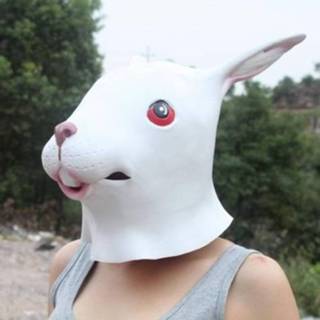👉 Halloweenmasker active mannen vrouwen Populair Mooi Halloween Masker Maskerade Emulsie Konijn met Villus Oren voor en