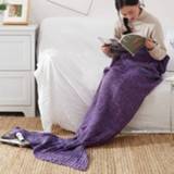 👉 Deken violet active Zeemeerminstaartdeken voor volwassenen Superzachte slapende gebreide dekens, afmeting: 180 x 80 cm (violet)