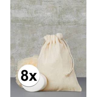 👉 Make up tasje beige katoen active 20 x Voordelige cadeau tasjes 15 cm