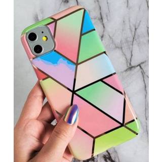 👉 Marmer ShieldCase Rainbow Pattern iPhone 12 - 6.1 inch hoesje 7424912215292