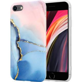 👉 Roze blauw goud marmer ShieldCase Magical Gold iPhone 7 / 8 hoesje (roze/blauw) 7424900721712