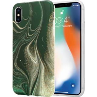 👉 Donkergroen groen marmer X Xs ShieldCase Green Garden iPhone / hoesje met camerabescherming (groen) 7424926643661