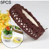 👉 Plakband wit katoen stof active 5 STKS Kant Gehaakte Roll Lint Gebreide Sticker Ambachtelijke Decoratie Briefpapier Leveringen (Koffie)