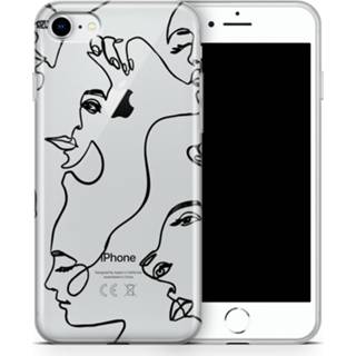 👉 Transparant ShieldCase Abstract Faces iPhone 7/8/SE hoesje (transparant) 8720391665283